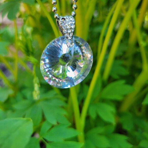 Large Round crystal Pendant Long Necklace - Picture 7 of 7
